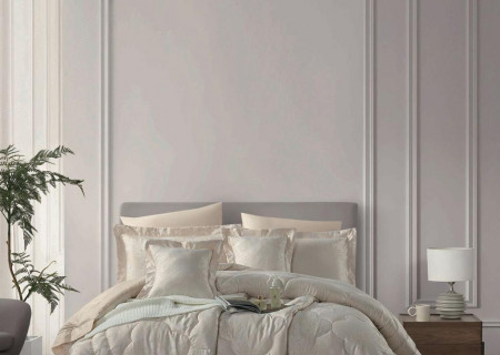 8-Piece Double Super King Size Comforter Set – Jacquard One Side, 100% Cotton Backside