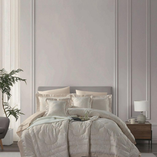 8-Piece Double Super King Size Comforter Set – Jacquard One Side, 100% Cotton Backside