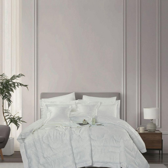 8-Piece Double Super King Size Comforter Set – Jacquard One Side, 100% Cotton Backside