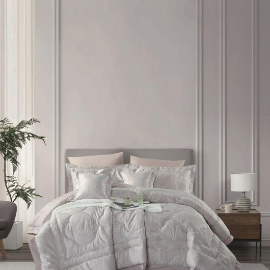 8-Piece Double Super King Size Comforter Set – Jacquard One Side, 100% Cotton Backside