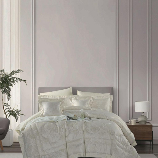 8-Piece Double Super King Size Comforter Set – Jacquard One Side, 100% Cotton Backside