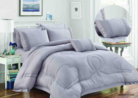 7-Piece Super King Size Comforter Set with Lace Work