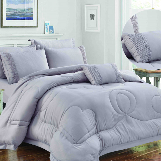 7-Piece Super King Size Comforter Set with Lace Work