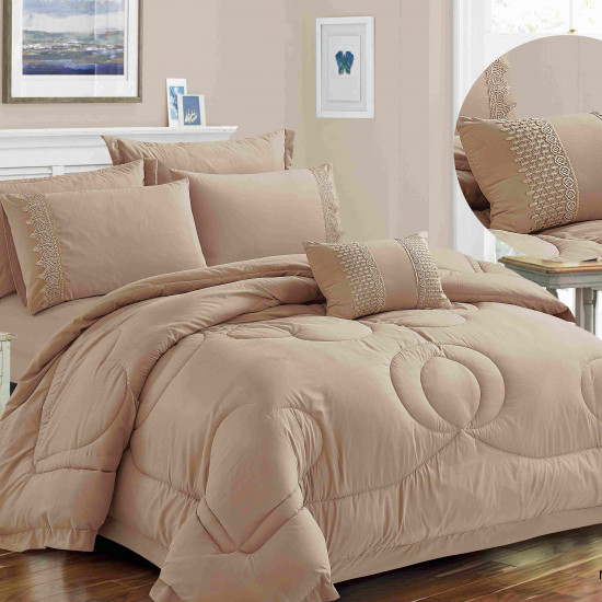 7-Piece Super King Size Comforter Set with Lace Work