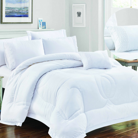 7-Piece Super King Size Comforter Set with Lace Work