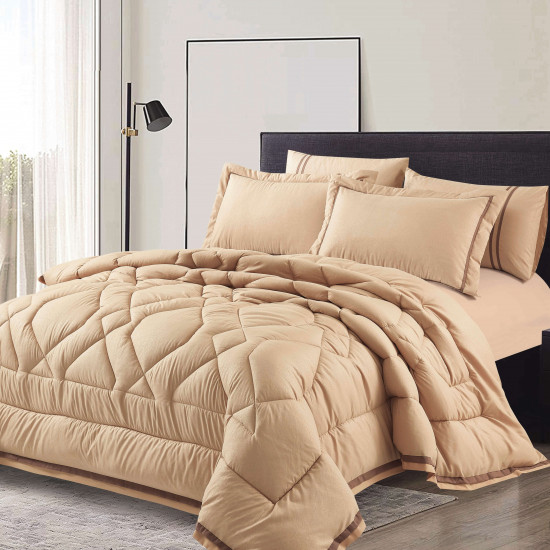 ELITE HOME ULTRA SOFT MICROFIBER 6PCS COMFORTER SET,KING SIZE,GOLD