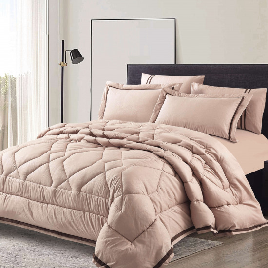 ELITE HOME ULTRA SOFT MICROFIBER 6PCS COMFORTER SET,KING SIZE,CAMEL