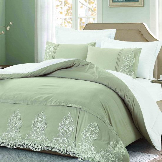 6-Piece Super King Comforter Set with Lace Detail