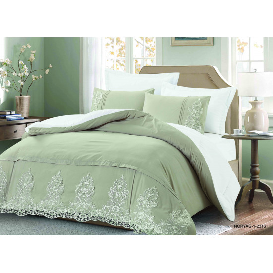 6-Piece Super King Comforter Set with Lace Detail