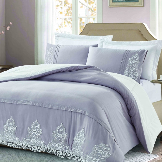 6-Piece Super King Comforter Set with Lace Detail