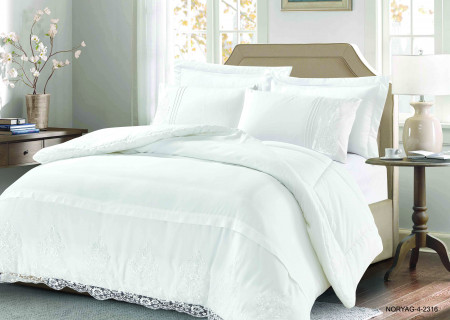 6-Piece Super King Comforter Set with Lace Detail