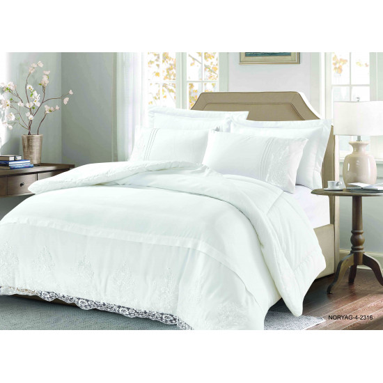 6-Piece Super King Comforter Set with Lace Detail