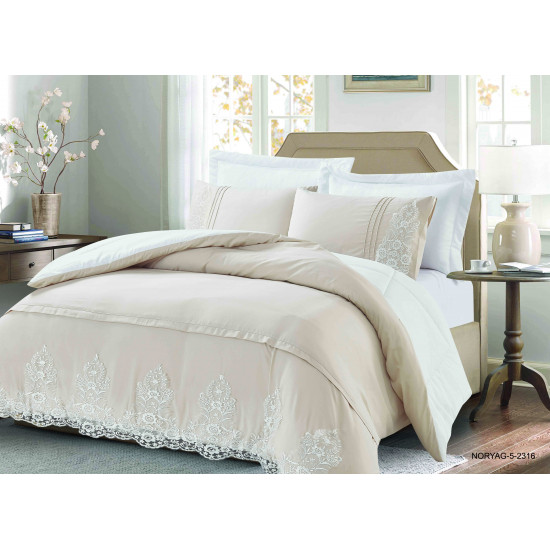 6-Piece Super King Comforter Set with Lace Detail