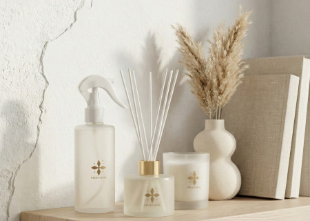 Soft Scented Trio Set: Air Freshener, Reed Diffuser, and Candle