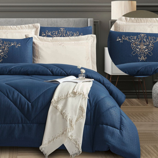 6-Piece Embroidered Double Super King-Size Comforter Set 6-Piece Embroidered Double Super King-Size Comforter Set