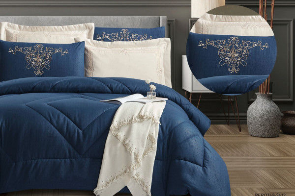 6-Piece Embroidered Double Super King-Size Comforter Set