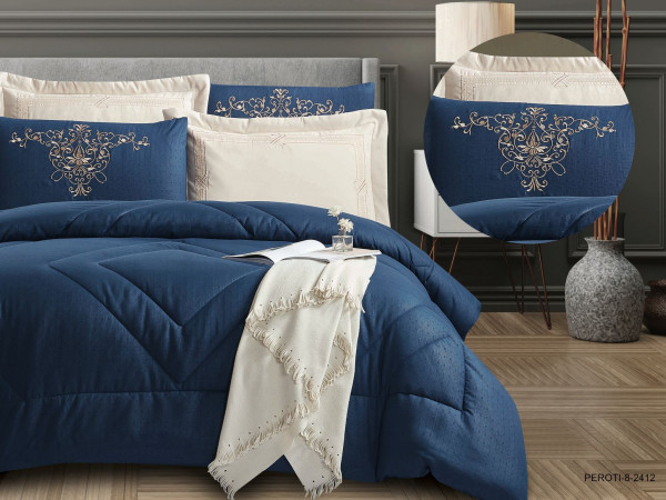 6-Piece Embroidered Double Super King-Size Comforter Set