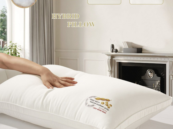 Natural Soybean Soft Pillow – Off-White Silky Finish, Warm & Hypoallergenic Comfort (50 × 75 cm)