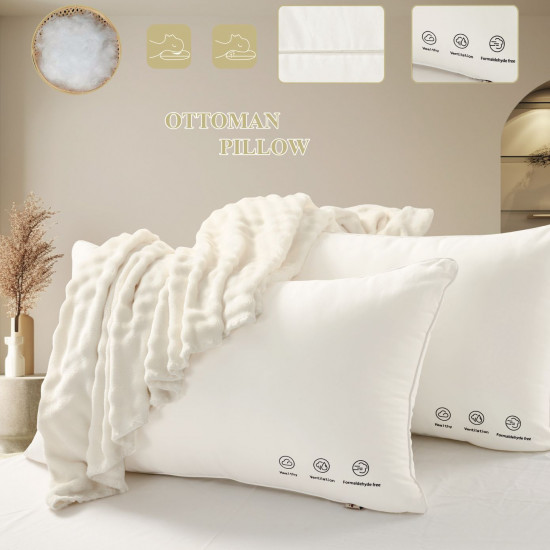 Luxurious Embroidered Pillow – Medium Soft, 50×75 cm