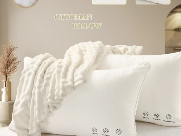 Luxurious Embroidered Pillow – Medium Soft, 50×75 cm