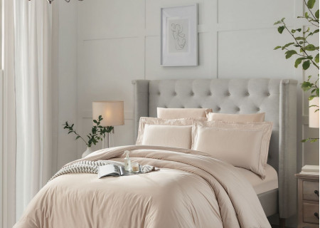 100% Cotton 300TC 6PCS Comforter Set with Elegant Lace Detailing