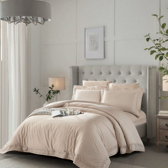 100% Cotton 300TC 6PCS Comforter Set with Elegant Lace Detailing