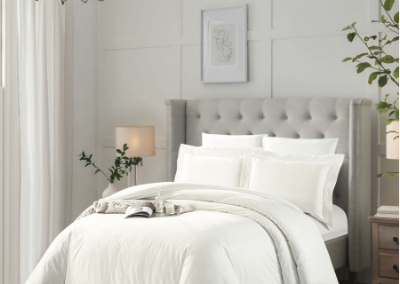 100% Cotton 300TC 6PCS Comforter Set with Elegant Lace Detailing