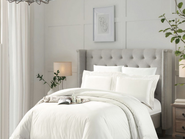 100% Cotton 300TC 6PCS Comforter Set with Elegant Lace Detailing