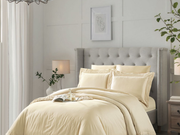 100% Cotton 300TC 6PCS Comforter Set with Elegant Lace Detailing