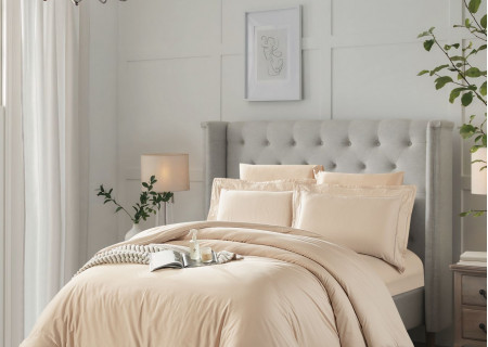 100% Cotton 300TC 6PCS Comforter Set with Elegant Lace Detailing