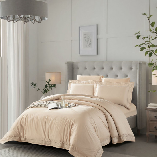 100% Cotton 300TC 6PCS Comforter Set with Elegant Lace Detailing