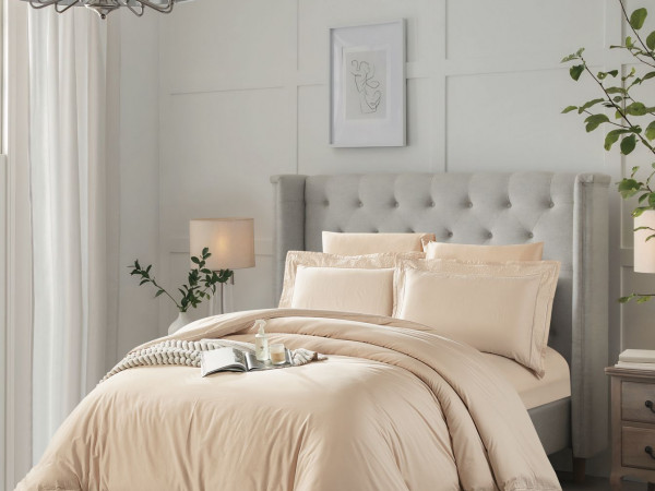 100% Cotton 300TC 6PCS Comforter Set with Elegant Lace Detailing