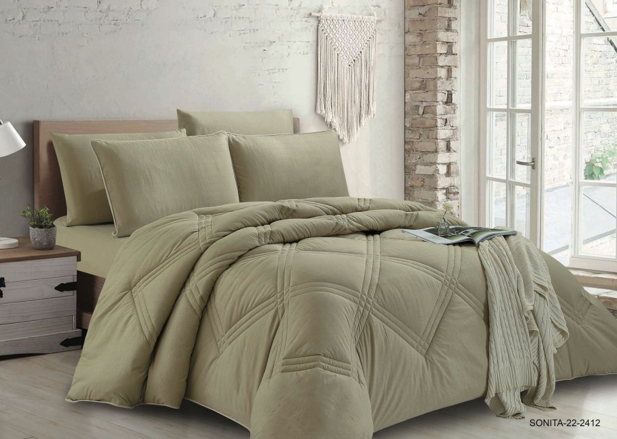 Double Bed Mono Grid Comforter Set