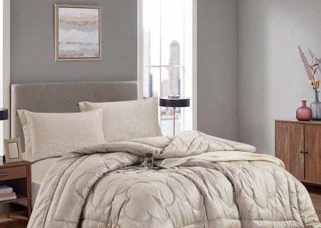 Queen Size 4-Piece Comforter Set – Jacquard Front, 100% Cotton Back