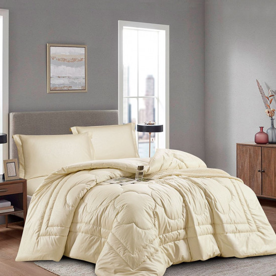 Queen Size 4-Piece Comforter Set – Jacquard Front, 100% Cotton Back