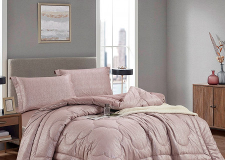 Queen Size 4-Piece Comforter Set – Jacquard Front, 100% Cotton Back