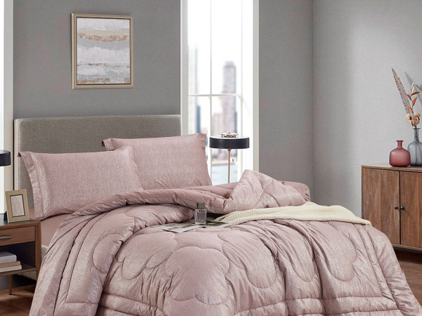 Queen Size 4-Piece Comforter Set – Jacquard Front, 100% Cotton Back