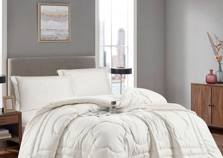 Queen Size 4-Piece Comforter Set – Jacquard Front, 100% Cotton Back