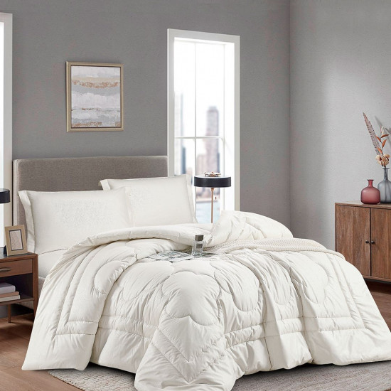 Queen Size 4-Piece Comforter Set – Jacquard Front, 100% Cotton Back