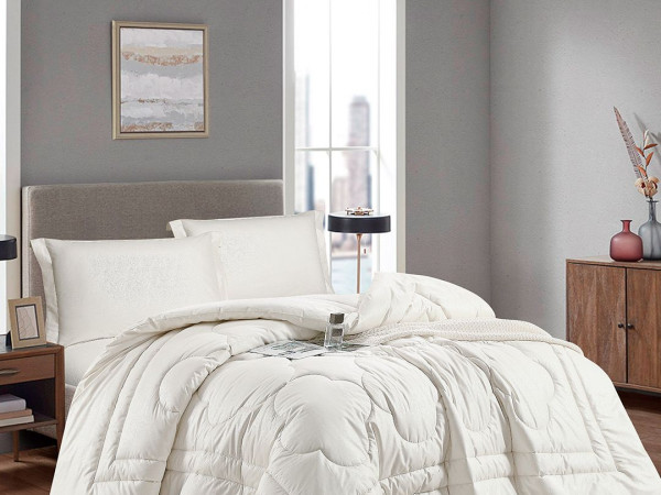 Queen Size 4-Piece Comforter Set – Jacquard Front, 100% Cotton Back