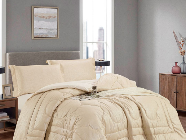 Queen Size 4-Piece Comforter Set – Jacquard Front, 100% Cotton Back