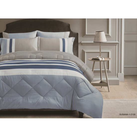 Elite Home 4Pc Single Comforter Set, Microfiber, Silver