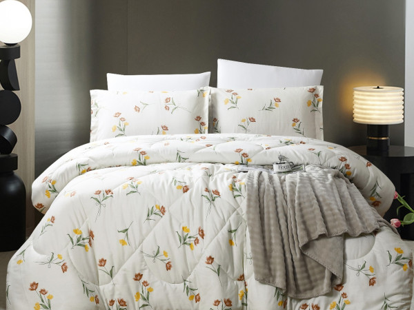 100% Cotton Comforter Set – 4-Piece Single Bed Bedding