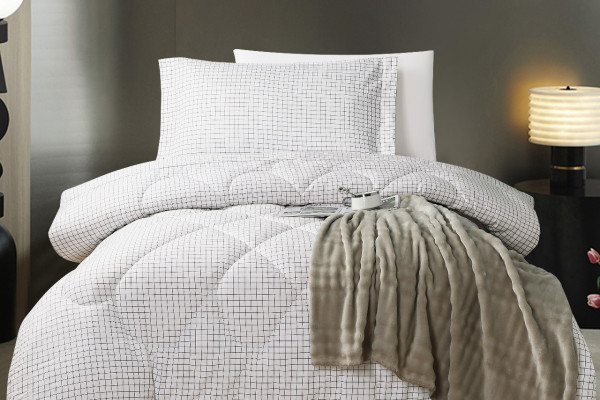 100% Cotton Comforter Set – 4-Piece Single Bed Bedding