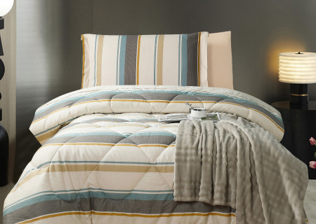 100% Cotton Comforter Set – 4-Piece Single Bed Bedding