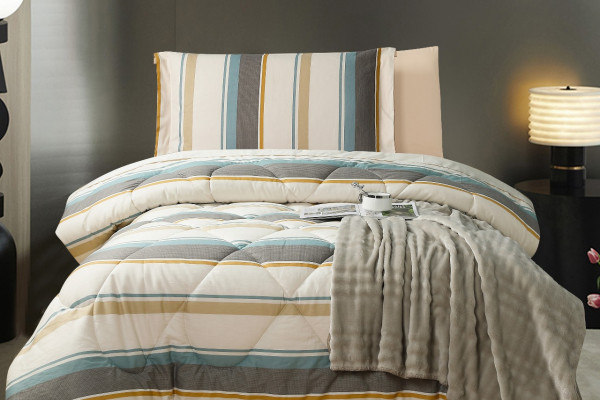 100% Cotton Comforter Set – 4-Piece Single Bed Bedding