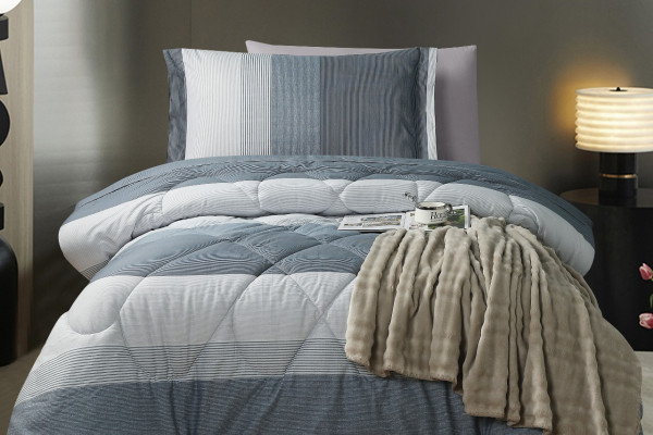 100% Cotton Comforter Set – 4-Piece Single Bed Bedding