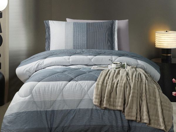 100% Cotton Comforter Set – 4-Piece Single Bed Bedding