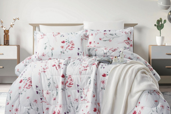 100% Cotton Comforter Set – 4-Piece Single Bed Bedding