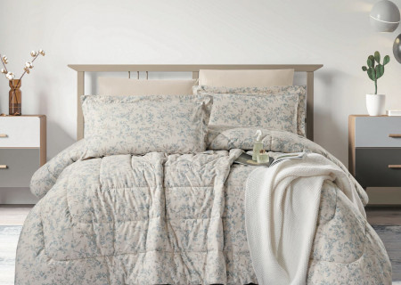 100% Cotton Comforter Set – 4-Piece Single Bed Bedding